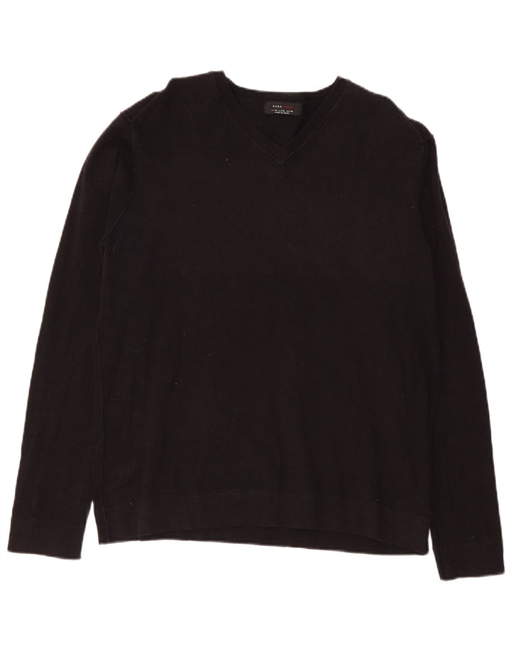 Zara Herren V-Ausschnitt Pullover Pullover XL Schwarz
