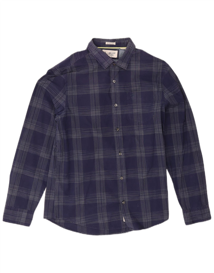 Penguin Herren Heritage Slim Fit Hemd, groß, marineblau, kariert, Baumwolle