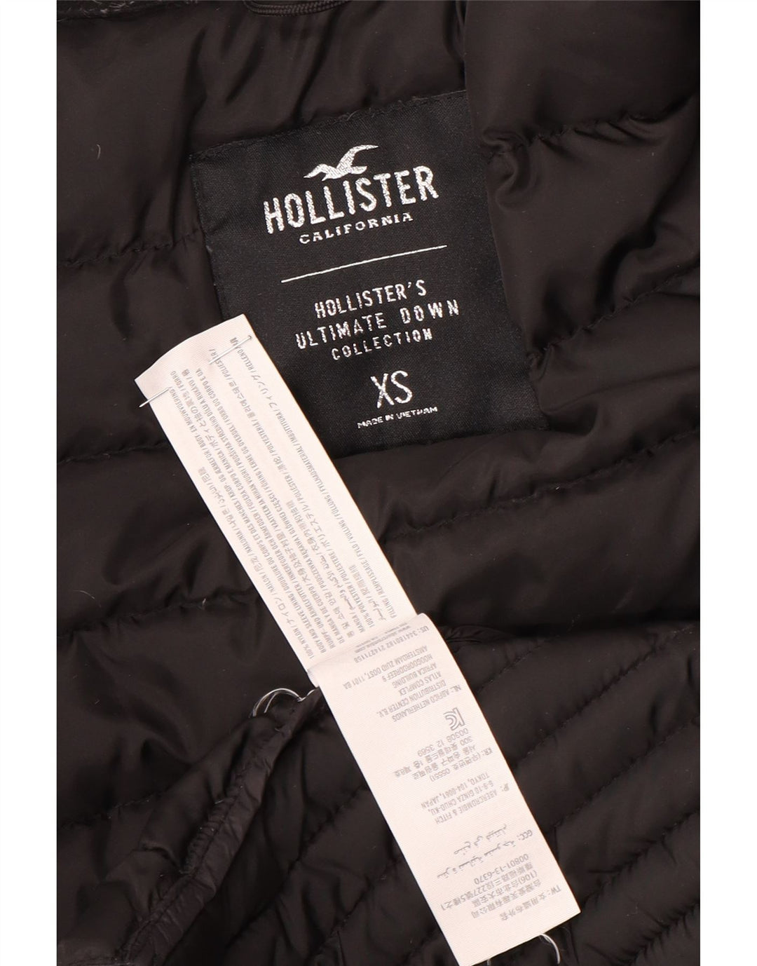 Hollister Damen Wattierte Jacke UK 6 XS Schwarz Nylon