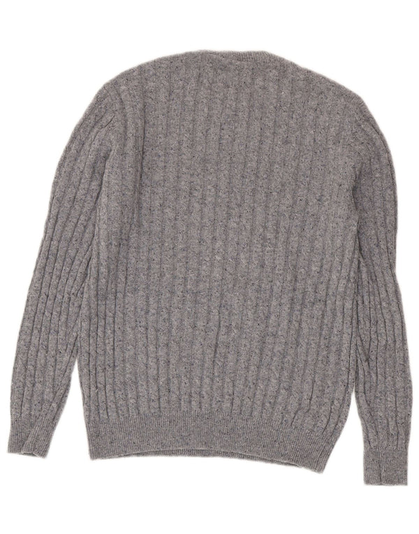 Jack Wills Herren-Pullover mit Rundhalsausschnitt, Größe L, aus grauer Wolle
