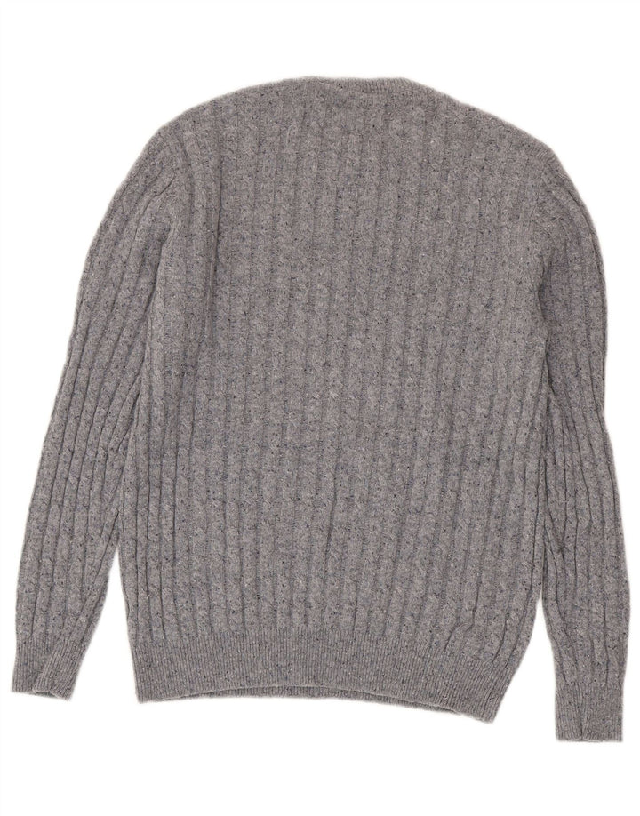 Jack Wills Herren-Pullover mit Rundhalsausschnitt, Größe L, aus grauer Wolle