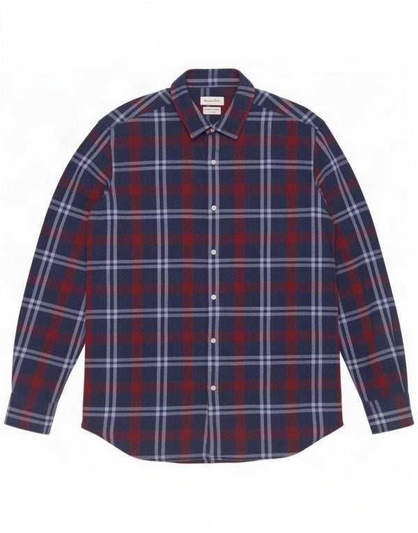 Massimo Dutti Herrenhemd, groß, marineblau kariert