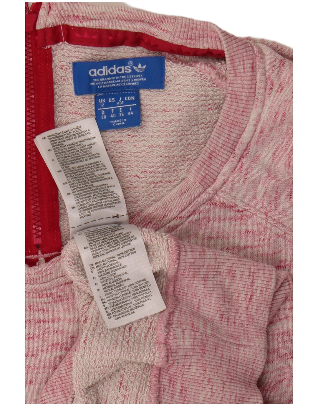 Adidas Damen Sweatshirt Pullover UK 12 Mittelrosa gefleckte Baumwolle