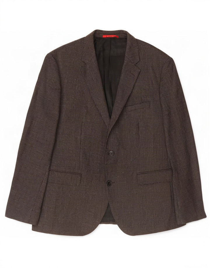 Hugo Boss Herren-Blazer mit 2 Knöpfen, US 44, 2XL, braun gefleckte Wolle