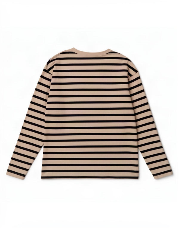 Zara Damen Top Langarm UK 14 Mittelweiß gestreift