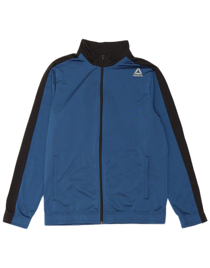 Reebok Herren-Trainingsanzug-Top-Jacke aus mittelblauem Colourblock-Polyester