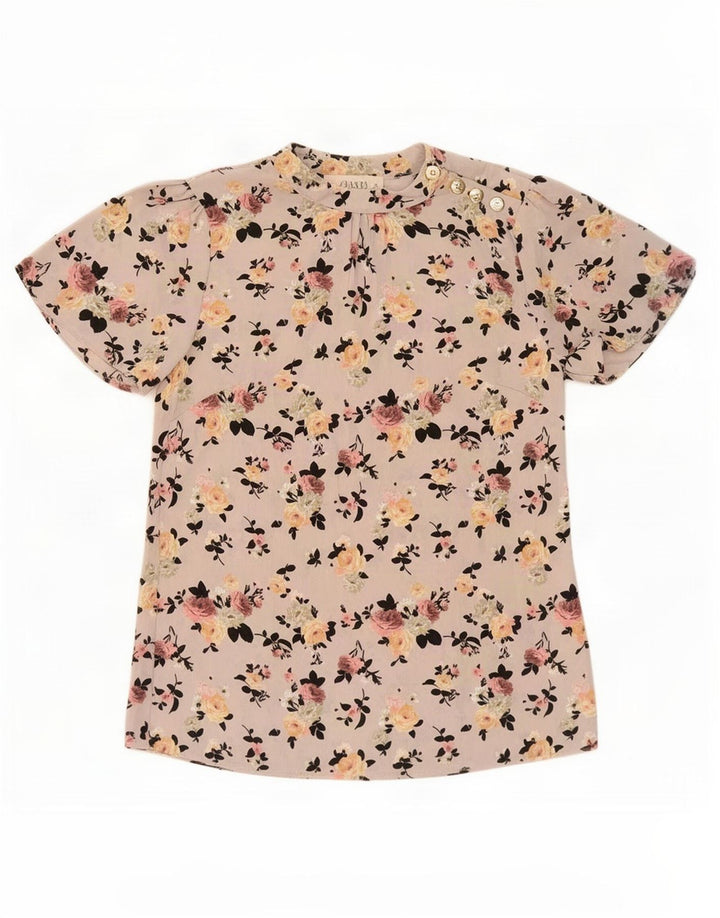 Oasis Damen-Blusenoberteil, Gr. 8, Größe S, grau, geblümt, Polyester