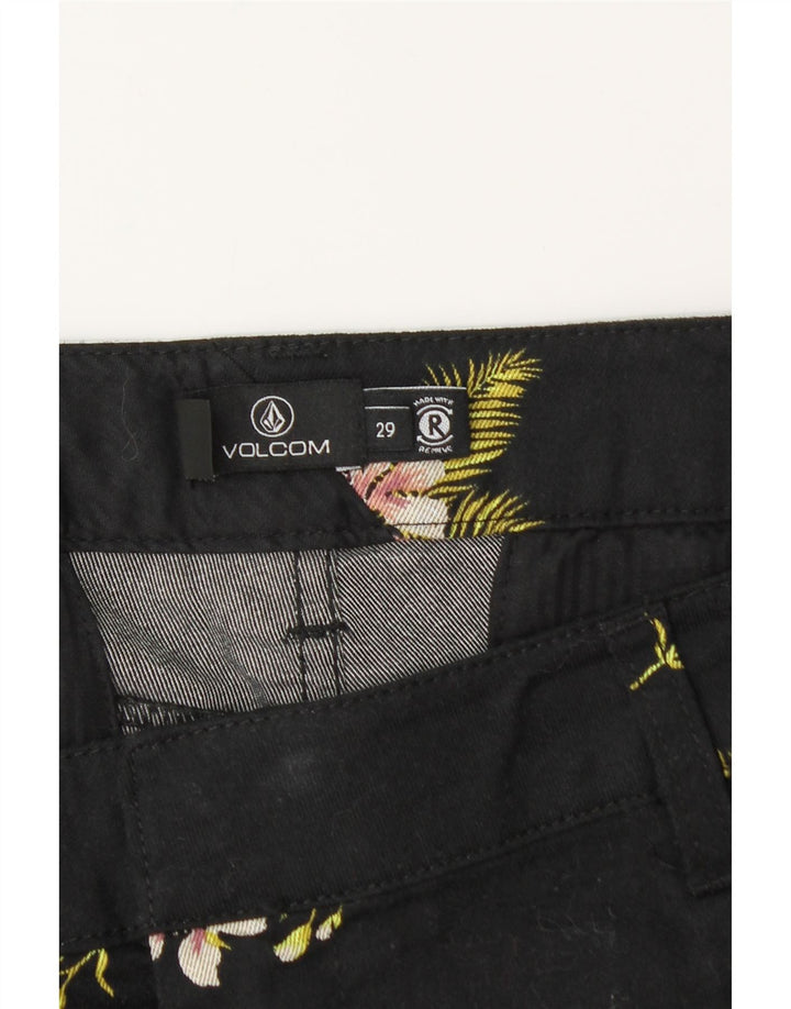 VOLCOM Damen Chino-Shorts W29 Mittelschwarze geblümte Baumwolle