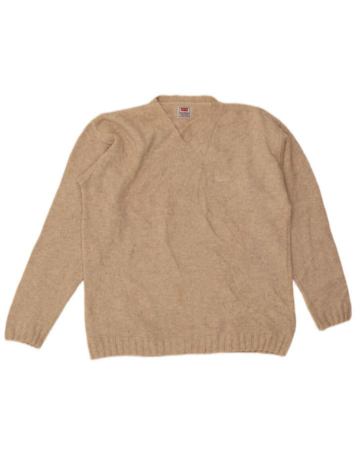 Levi's Herren-Pullover mit V-Ausschnitt aus mittelbeiger Wolle
