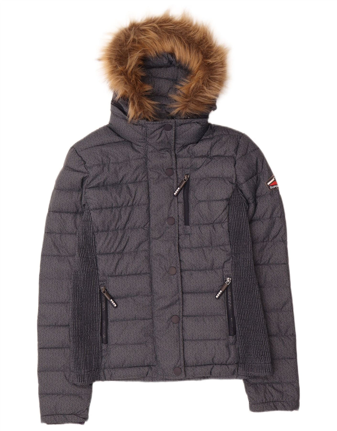 Superdry Wattierte Jacke mit Kapuze für Damen UK 12 Medium Marineblau Polyester
