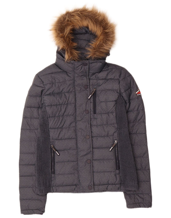 Superdry Wattierte Jacke mit Kapuze für Damen UK 12 Medium Marineblau Polyester