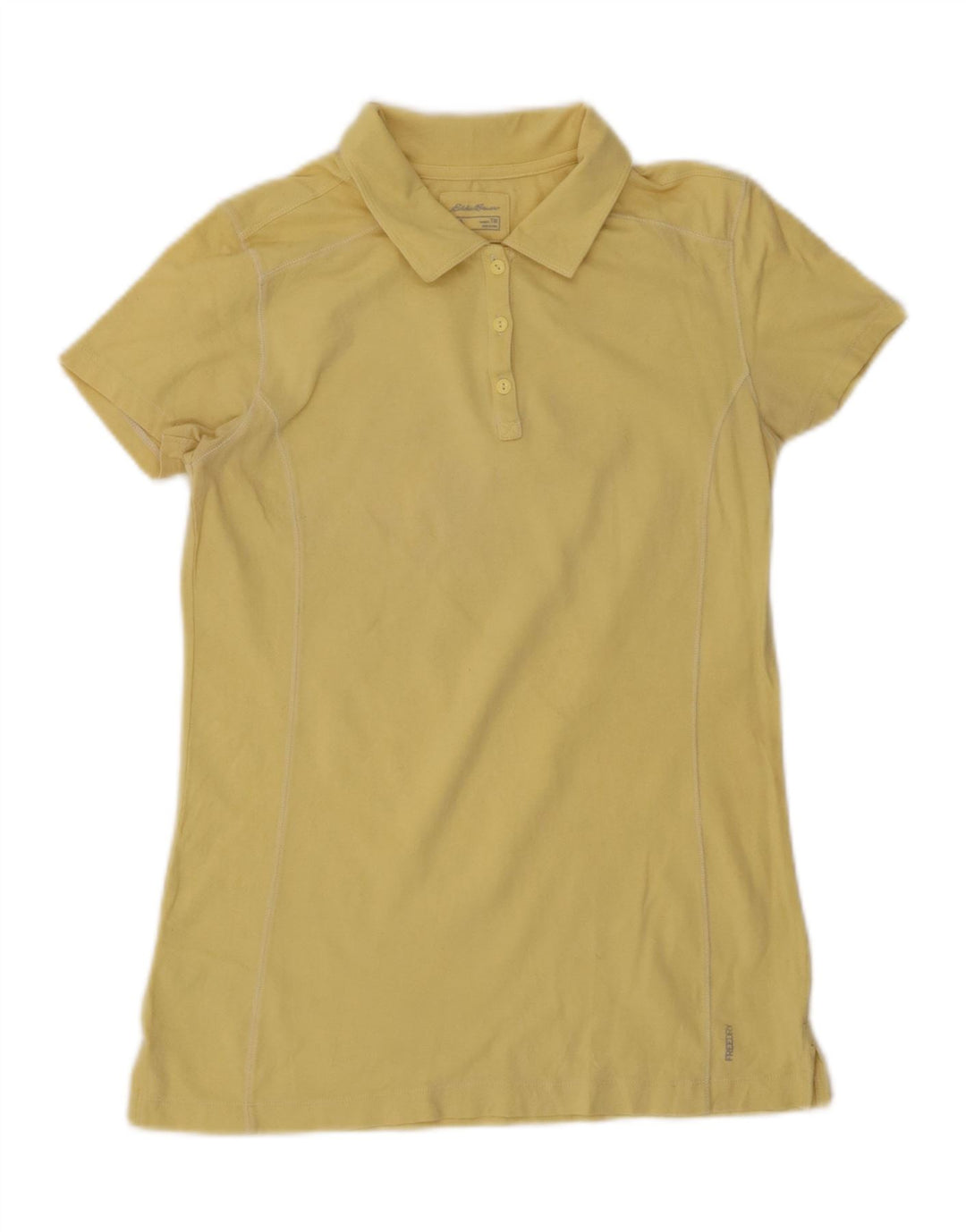 Eddie Bauer Womens Tall Poloshirt UK 12 Mittelgelbe Baumwolle