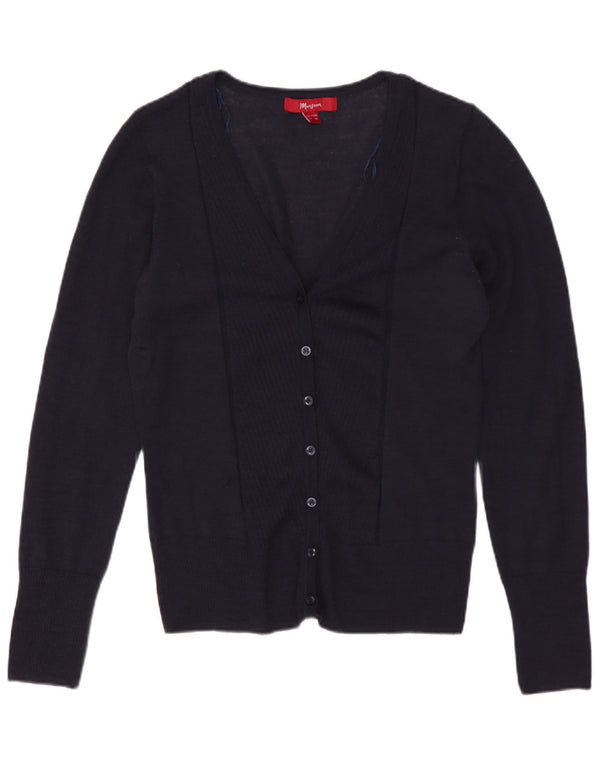 Monsoon Damen-Cardigan-Pullover UK 12 Mittelmarineblaue Merinowolle