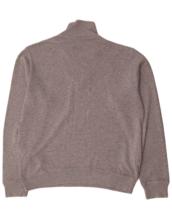 Lacoste Herren-Sweatshirt mit Reißverschluss am Hals, Größe 4, mittelgrau gefleckte Baumwolle