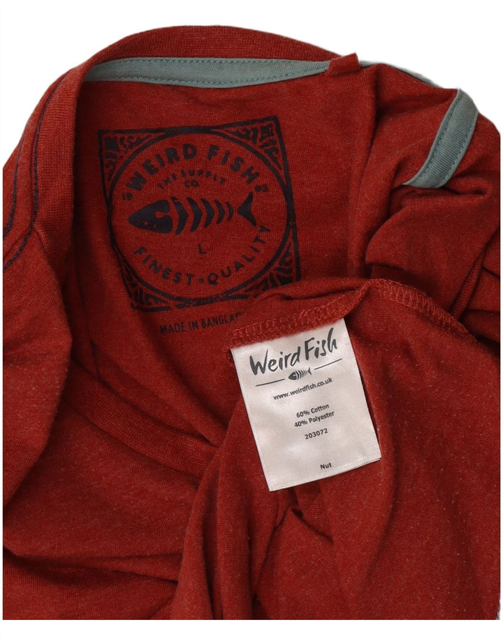 Weird Fish Herren-T-Shirt mit Grafik, Größe L, aus roter Baumwolle
