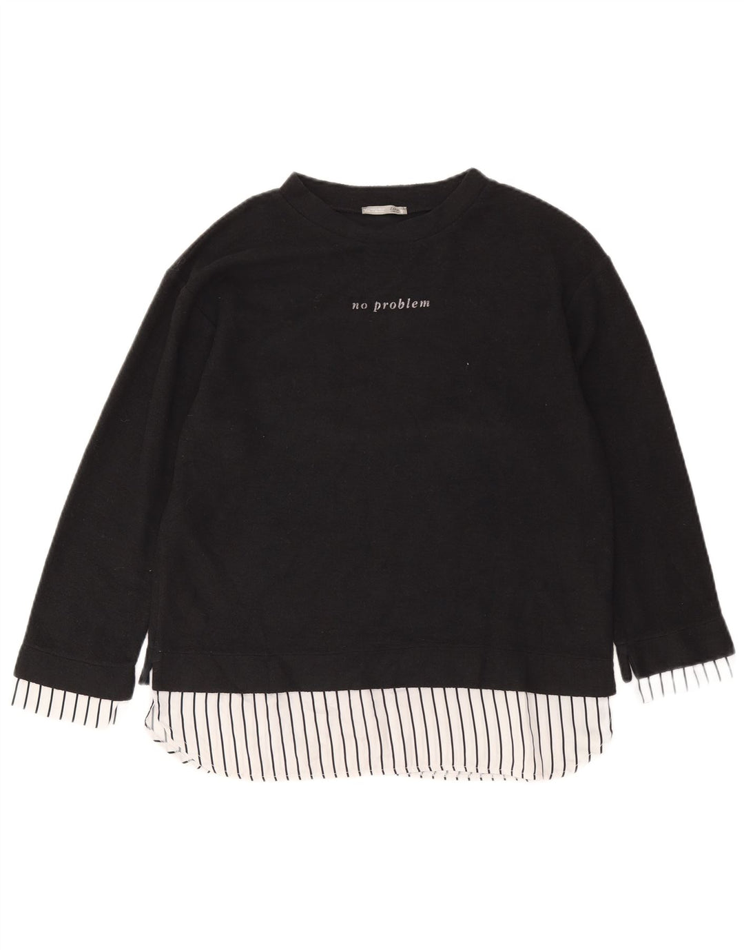 Zara Damen-Oberteil mit Grafik, übergroß, langärmlig, UK 10, Größe S, Grau, Polyester