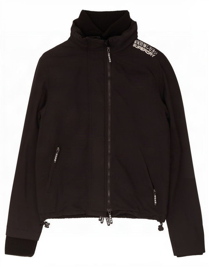 Superdry Damen Regenjacke UK 14 Large Schwarz Nylon