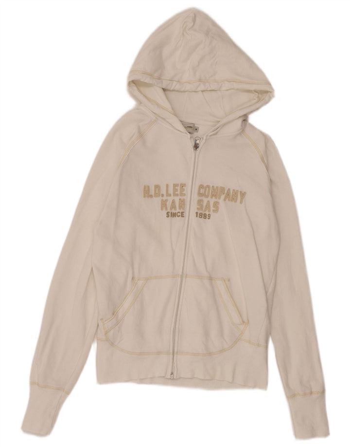 Lee Womens Graphic Zip Hoodie Pullover UK 10 Small Weiß