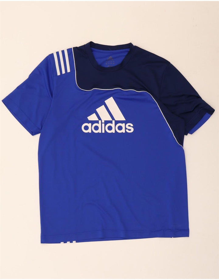 Adidas Herren Grafik-T-Shirt-Oberteil Mittelblaues Colourblock-Polyester