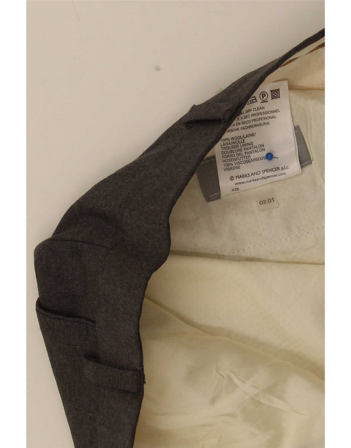 Marks & Spencer Herren-Crop-Anzughose W36 L24 Graue Wolle