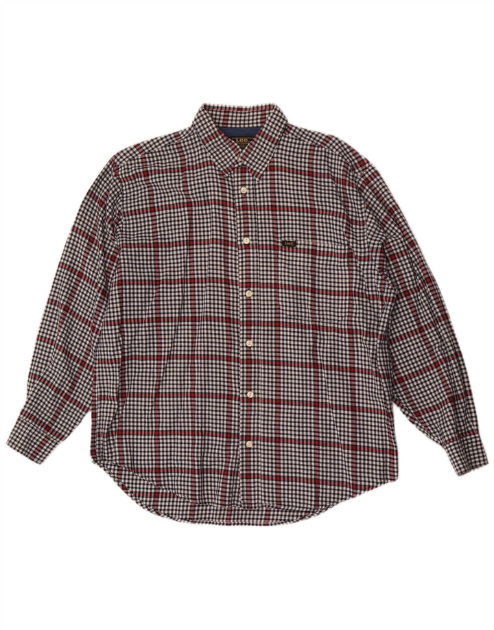 Lee Herren-Hemd, groß, grau, Gingham-Baumwolle