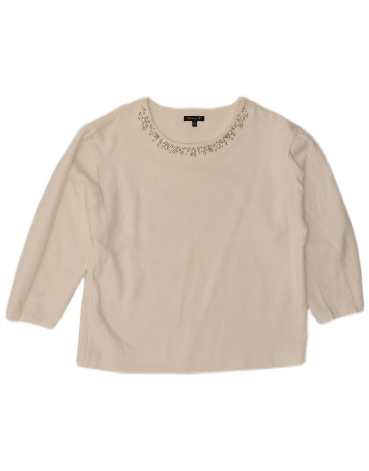 Massimo Dutti Damen Top 3/4 Ärmel UK 14 Mittelweiß