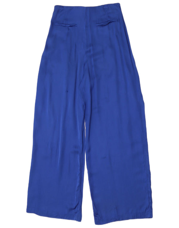 Zara Damen-Freizeithose mit hoher Taille und weitem Bein, mittelgroß, W28, L30, Blau