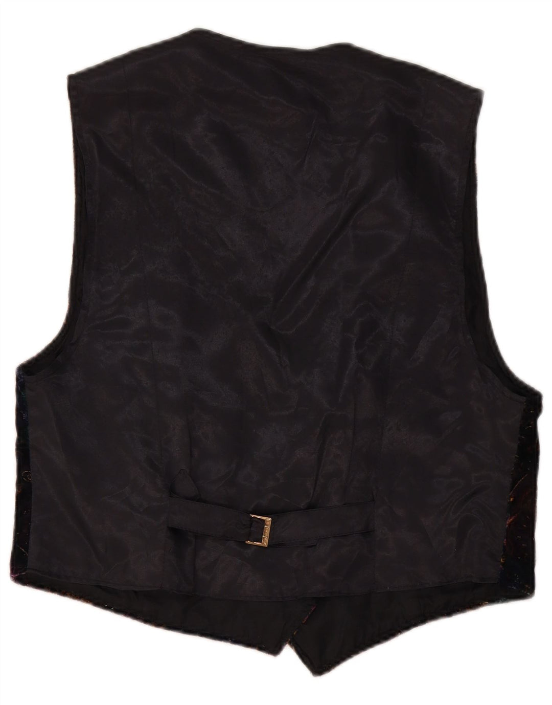 VINTAGE Damen Samtweste UK 14 Mittelschwarze Paisley-Baumwolle