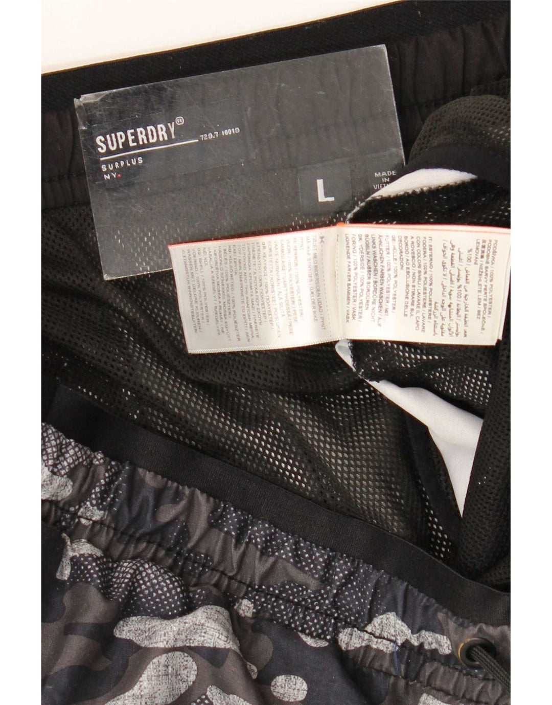 Superdry Herren-Badeshorts, groß, mehrfarbig, Camouflage-Polyester