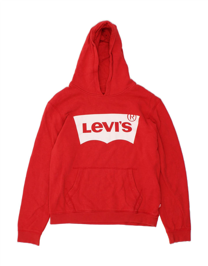 LEVI'S Boys Graphic Hoodie Jumper 15-16 Years Red Vintage Levi's and Second-Hand Levi's from Messina Hembry 