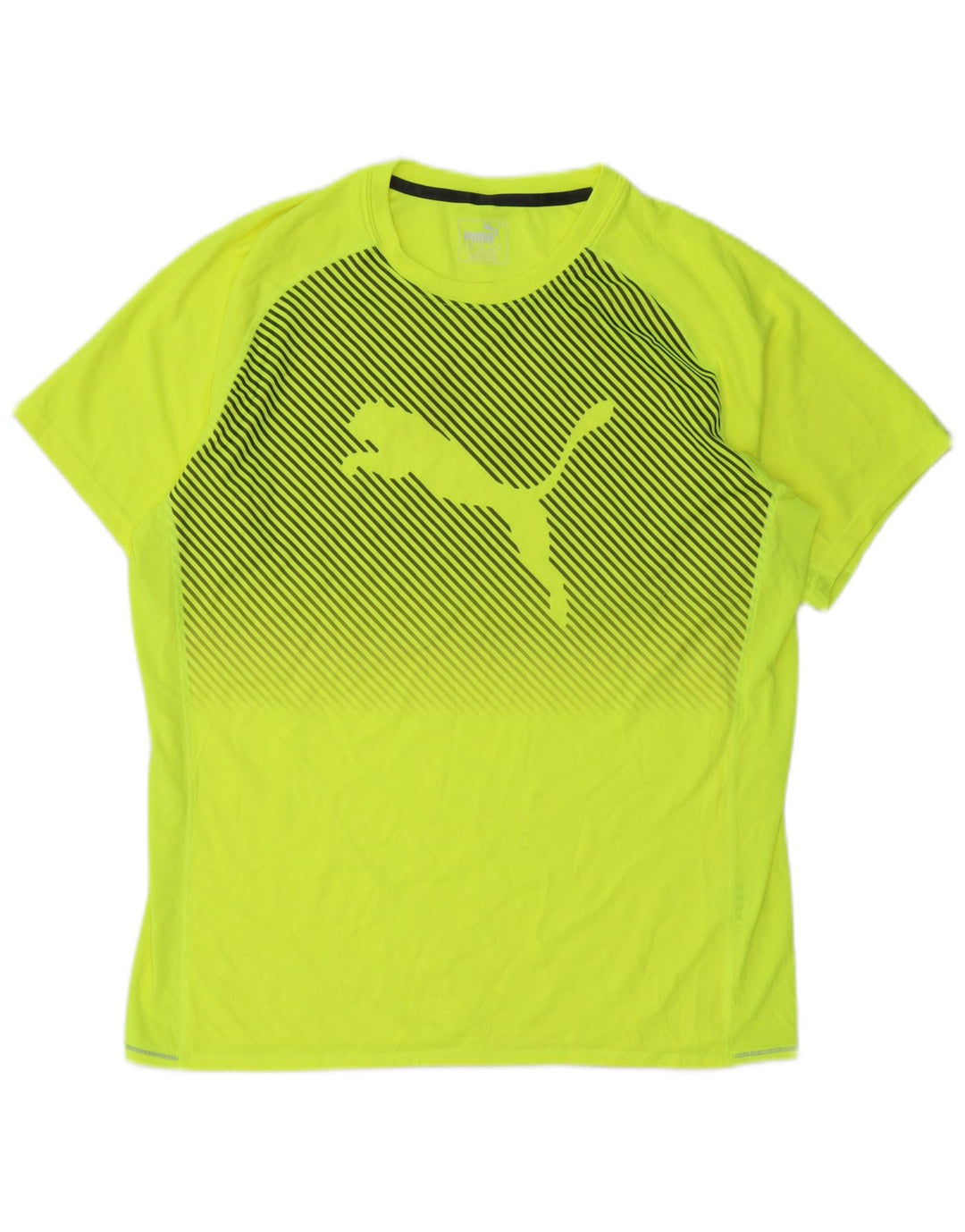 PUMA Herren Grafik-T-Shirt-Oberteil, großes gelbes Nadelstreifen-Polyester