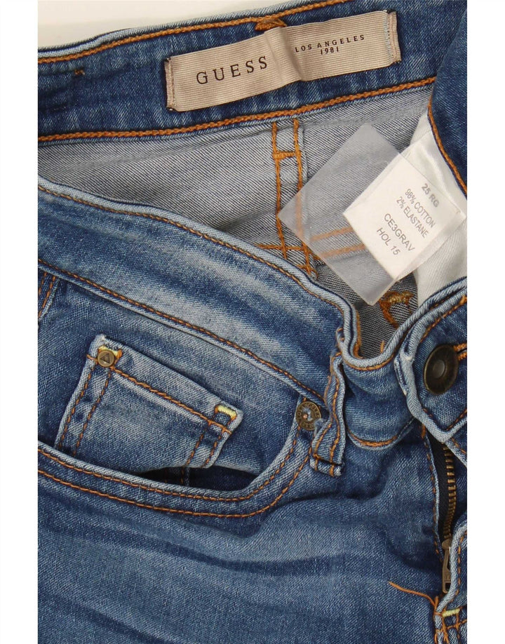 Guess Damen Bootcut-Jeans mit mittelhohem Bund, W25, L33, blaue Baumwolle