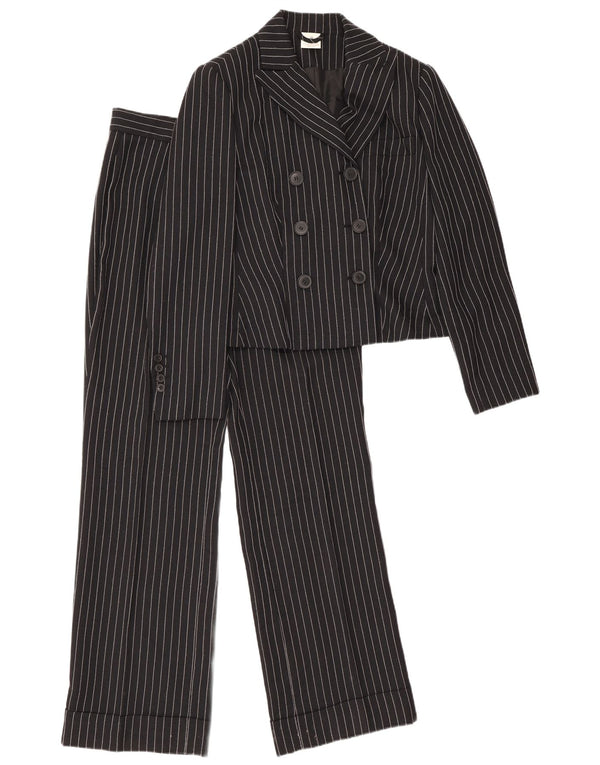 Vintage Damen 2-teiliger Anzug UK 12 Medium W28 L30 Schwarz gestreift
