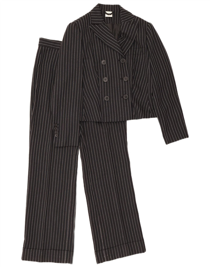 Vintage Damen 2-teiliger Anzug UK 12 Medium W28 L30 Schwarz gestreift