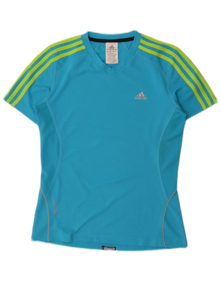 Adidas Damen T-Shirt Top UK 12 Mittelblaues Polyester