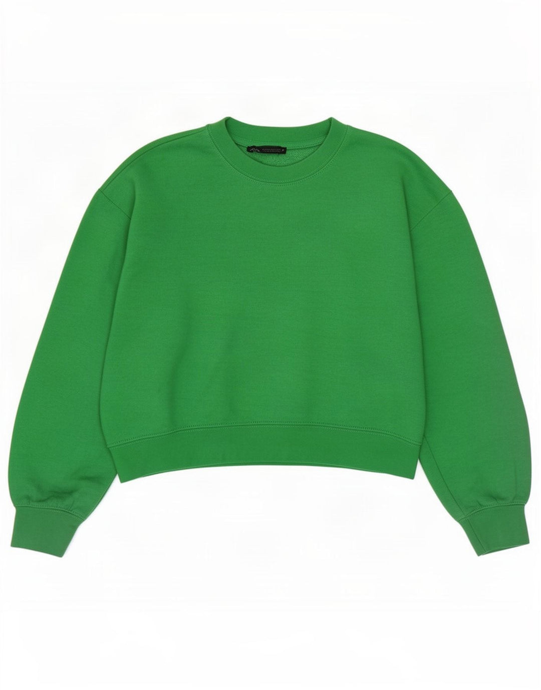 Zara Damen Crop Oversized Sweatshirt Pullover UK 10 Small Grün Polyester