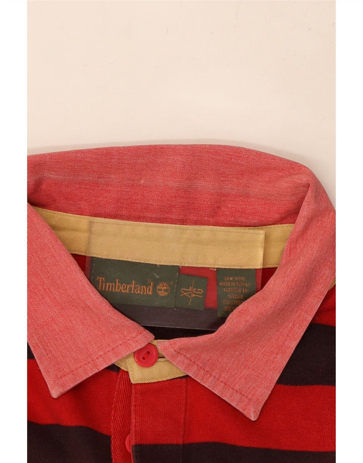 TIMBERLAND Herren Rugby-Poloshirt XL, rot gestreift, Baumwolle
