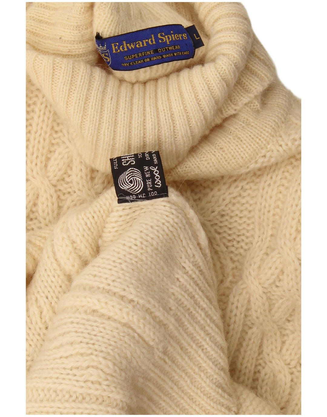 Edward Spiers Rollkragenpullover für Herren, groß, beige Wolle