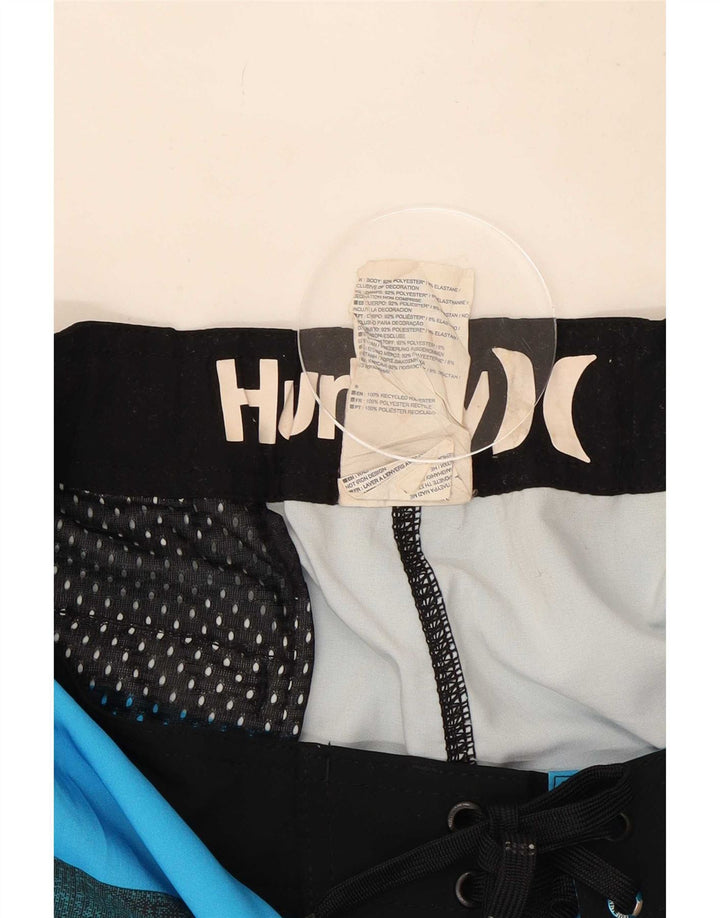 Hurley Herren-Badeshorts, groß, blau gestreift, Polyester