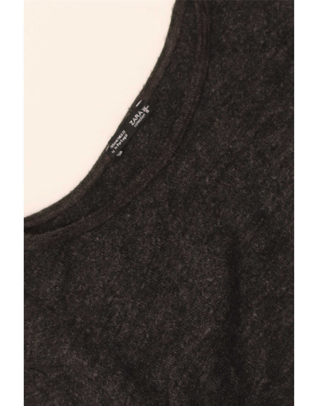 Zara Damen Crop Top Langarm UK 12 Mittelgrau
