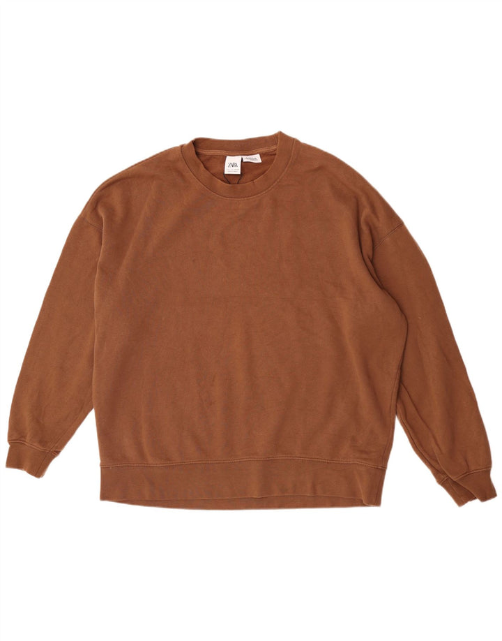 Zara Herren-Sweatshirt in Übergröße, groß, braune Baumwolle