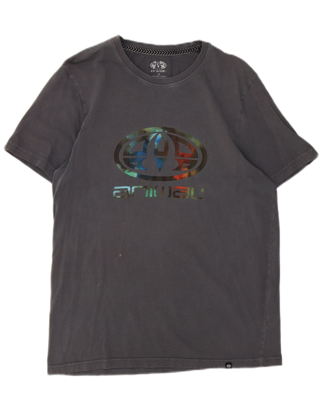 Animal-Grafik-T-Shirt-Oberteil für Herren aus mittelgrauer Baumwolle