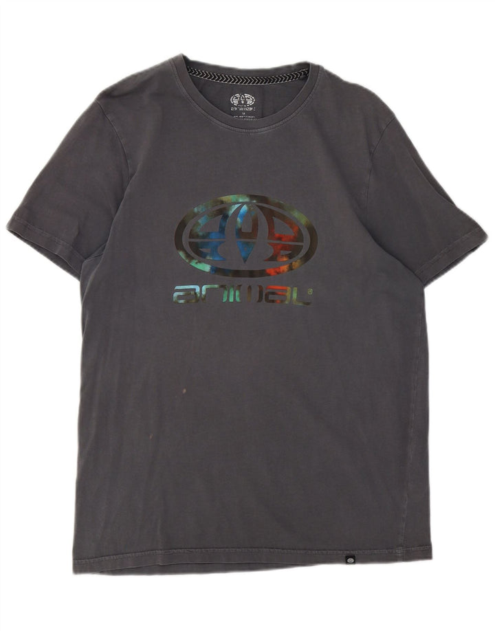Animal-Grafik-T-Shirt-Oberteil für Herren aus mittelgrauer Baumwolle