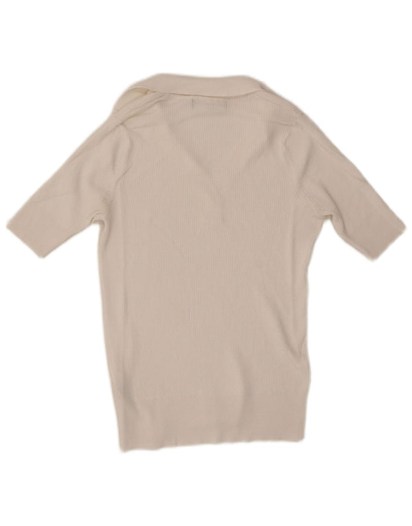 Marks & Spencer Damen Poloshirt UK 10 Small Weiße Viskose