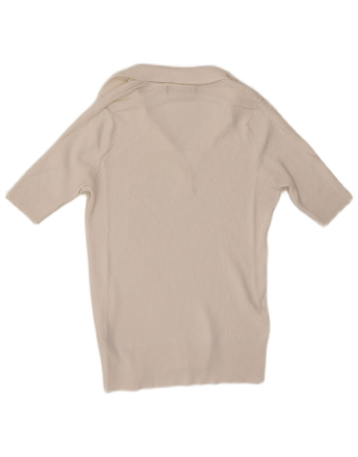 Marks & Spencer Damen Poloshirt UK 10 Small Weiße Viskose