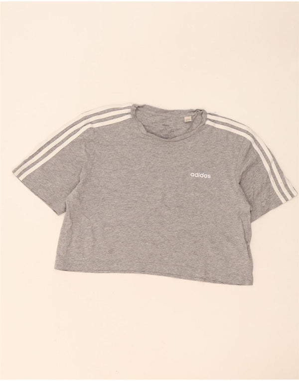 Adidas Damen Crop Oversized T-Shirt Top UK 8/10 Small Grau Baumwolle