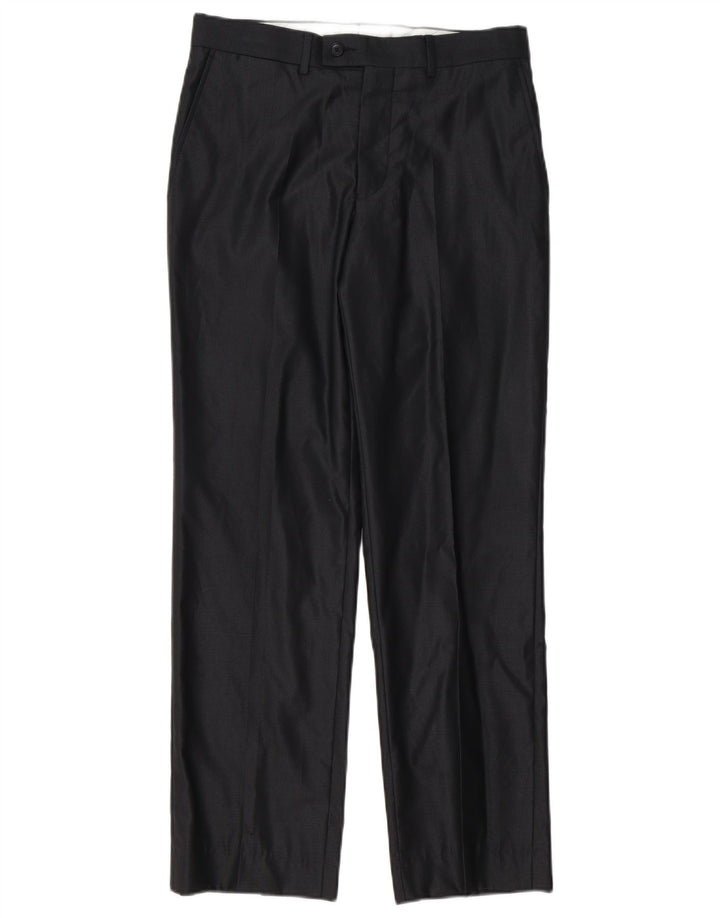 Gerade Anzughose für Herren von Zara, EU 38, Größe S, W30, L30, Schwarz, Polyester