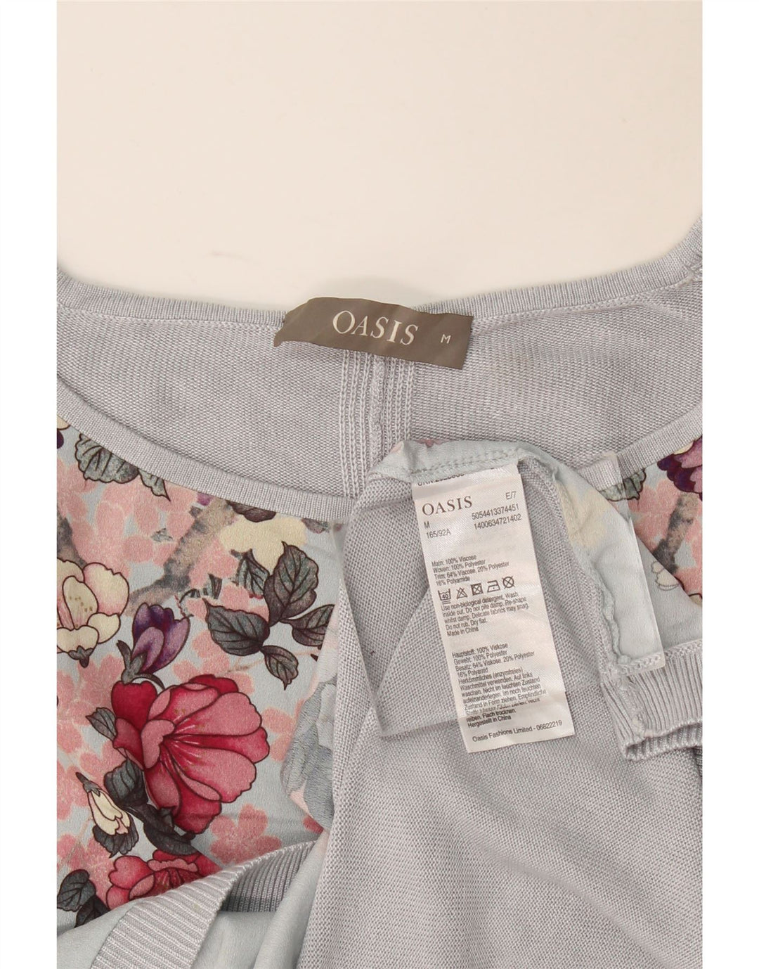 Oasis Damen-Pullover in Übergröße mit U-Boot-Ausschnitt, Gr. 14, Mittelblau mit Blumenmuster