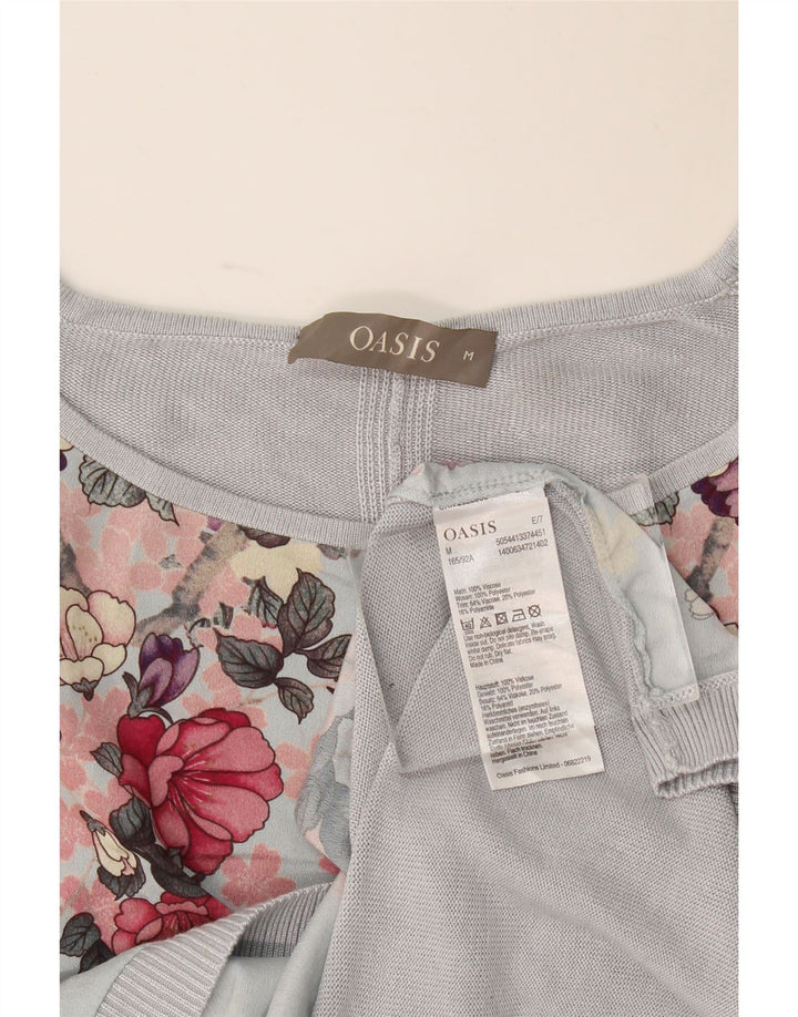 Oasis Damen-Pullover in Übergröße mit U-Boot-Ausschnitt, Gr. 14, Mittelblau mit Blumenmuster