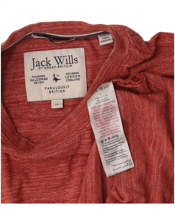 Jack Wills Herren-T-Shirt-Oberteil aus mittelbrauner, gestreifter Baumwolle